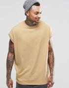 Asos Super Oversized T-shirt In Beige - Golden Rod