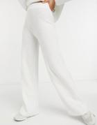 Asos Design Co-ord Wide Leg Pants In Rib In Cream-white