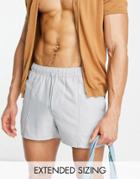 Asos Design Swim Shorts With Pin Tuck In Light Gray Short Length