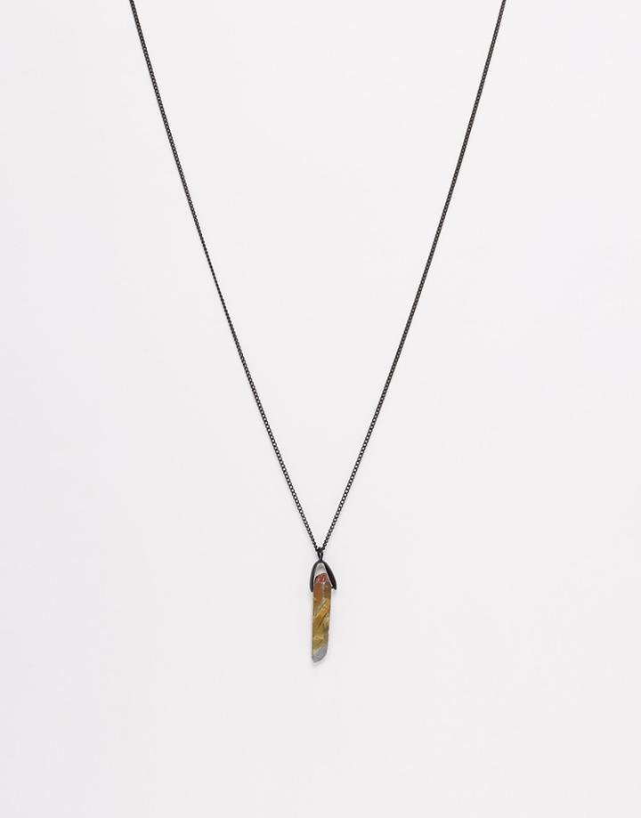 Asos Necklace With Oil Spill Rock Look Pendant - Black