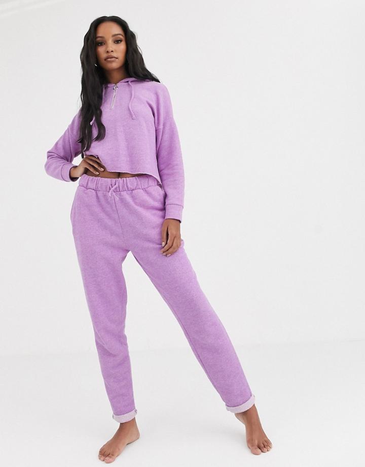 Asos Design Lounge Mix & Match Loopback Raw Edge Jogger-purple