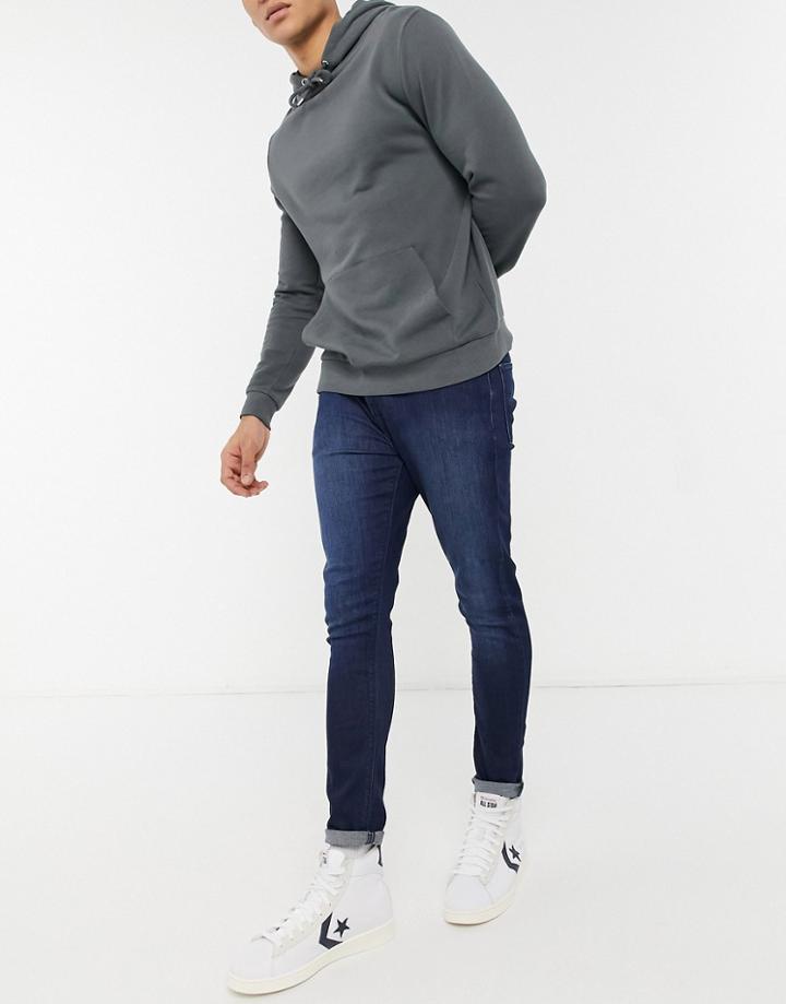Asos Design Super Skinny Ankle Grazer Jean In Dark Wash-blues