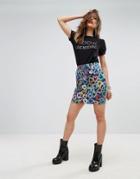 Love Moschino Chalk Heart Skirt - Navy