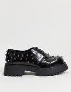 Asos Design Mixer Chunky Studded Lace Up Shoes In Black