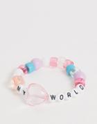 Asos Design Stretch Bracelet With Letter Plastic Beads-multi