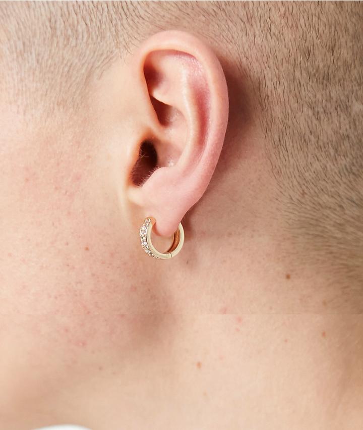 Asos Design 2 Pack Stud And Crystal Hoops Set In Gold Tone