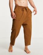 Asos Design Lounge Drop Crotch Sweatpants In Brown