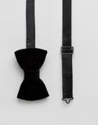 Asos Velvet Bow Tie In Black - Black