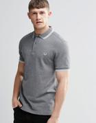 Fred Perry Polo Shirt With Twin Tip Slim Fit In Grey - Gray Marl
