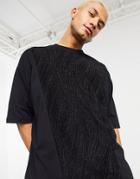Asos Design Oversized T-shirt With Sparkly Panel In Black