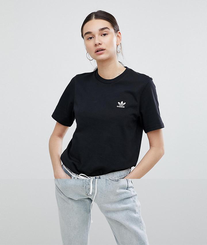 Adidas Originals Embroidered Mini Logo T-shirt In Black - Black