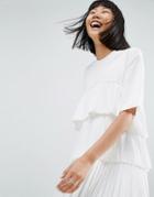 Asos White Satin And Tulle Mini Dress - White