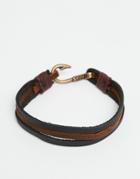 Asos Leather Triple Bracelet In Brown - Brown