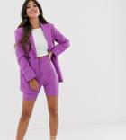 Asos Design Petite Skinny Fit Suit Shorts In Gen Me Lilac-purple