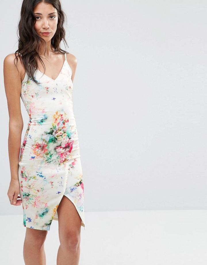 Twin Sister Scuba Midi Dress With Wrap Over Panel - Spring Haze