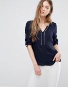 Vero Moda Shirt With Contrast Piping - Navy