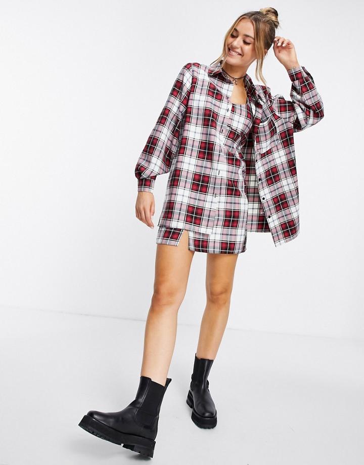 Miss Selfridge Button Through Shirt In Red Check