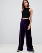 B.young Velvet Plisse Wide Leg Pants-purple