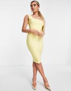 Vesper Body-conscious Midi Dress In Lemon-yellow