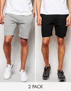 Asos 2 Pack Jersey Shorts Save 17% - Grey Marl Black