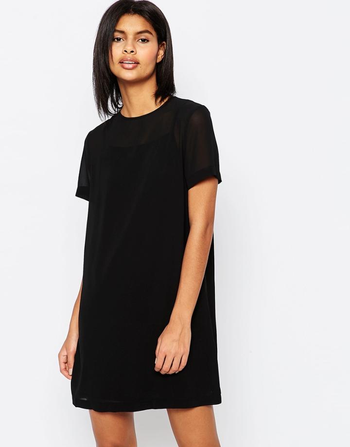 Asos Sheer Shift Dress - Black