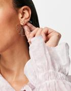 Asos Design Pull Through Earrings In Palm Leaf Design In Gold Tone