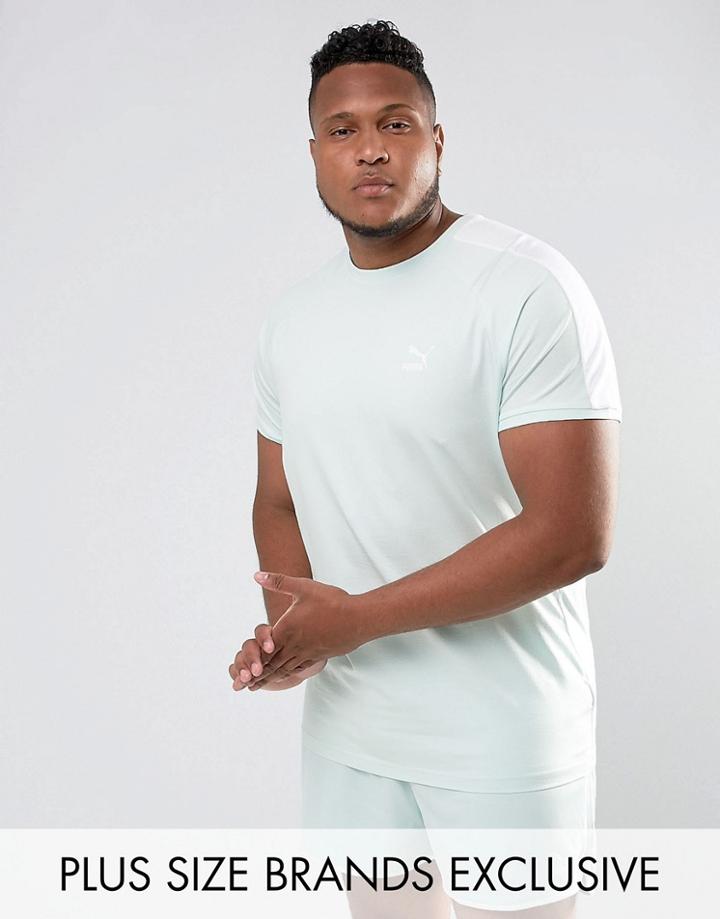 Puma Plus T7 Logo Muscle Fit T-shirt In Blue Exclusive To Asos - Blue