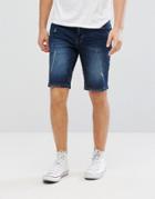 Only & Sons Slim Fit Denim Shorts With Distress Detail - Blue