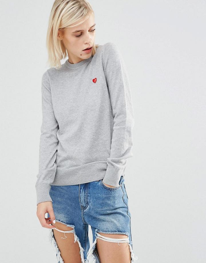 Love Moschino Heart Clip Cotton Sweater - Gray