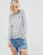 Love Moschino Heart Clip Cotton Sweater - Gray