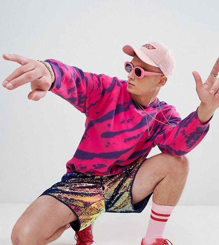 Reclaimed Vintage Inspired Festival Sweatshirt With Tie Dye - Pink