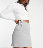 Asyou Super High Waisted Rib Cage Mini Skirt In Gray-grey