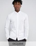 Hart Hollywood Slim Smart Shirt With Point Collar And Pockets - White
