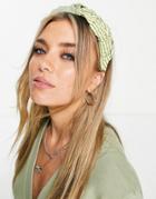 Topshop Mixed Gingham Ruched Headband In Green