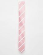 Asos Tie With Stripe In Pink - Pink
