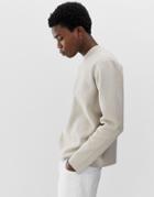 Asos White High Neck Structured Sweater In Putty-beige