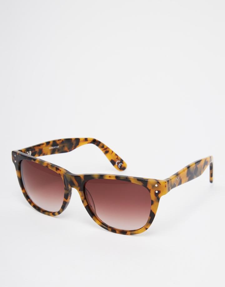 Consortium Retro Sunglasses In Black - Blue