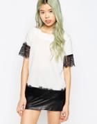 Vero Moda Sky Lace Trimmed Top - Snow White