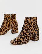Asos Design Rural Leopard Ankle Boots - Multi