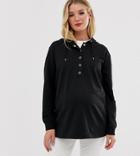 Asos Design Maternity Nursing Hoodie With Front Poppers-black