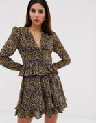 The East Order Mags Long Sleeve Blouse In Ditsy Print-purple