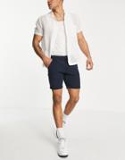 Jack & Jones Intelligence Slim Fit Linen Shorts In Navy