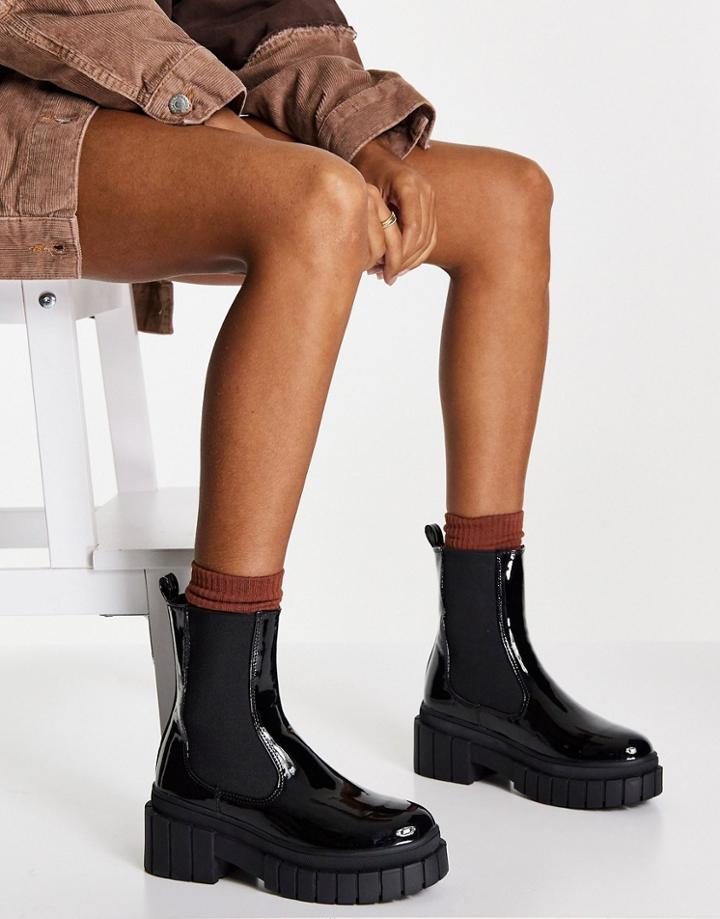 Schuh Ada Chunky Chelsea Boots In Black Vinyl