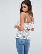 Asos Cami With Ruffle Open Back In Spot - Multi
