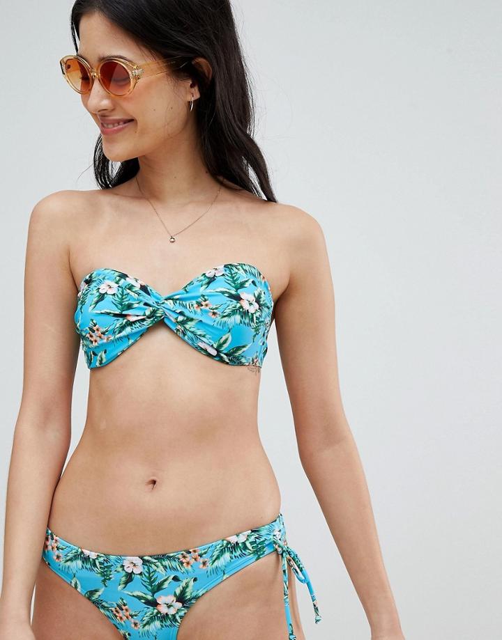 Oasis Floral Print Twist Front Bikini Top - Multi