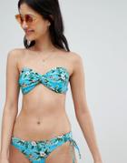 Oasis Floral Print Twist Front Bikini Top - Multi