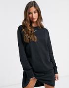 Nike Mini Swoosh Long Sleeve T-shirt Dress In Black