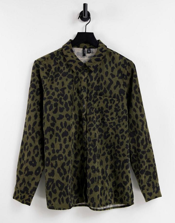 Vero Moda Corduroy Overshirt In Animal-multi