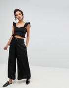 Style Mafia Wide Leg Cropped Pants - Black