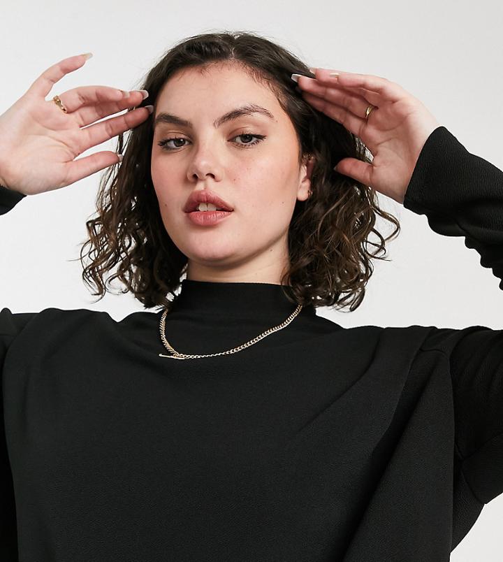 Vero Moda Curve Padded Top With Shoulder Detail In Black